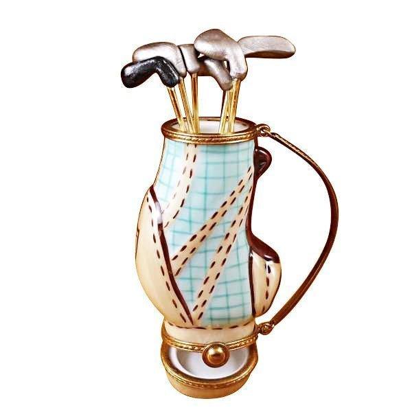 Golf Bag with Six Removable Clubs Porcelain Limoges sports golf limoges box French Trinket Box