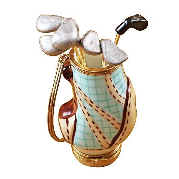 Golf Bag with Six Removable Clubs Porcelain Limoges sports golf limoges box French Trinket Box