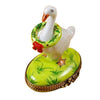 Goose with Spring and Christmas Wreaths Porcelain Limoges xmas theme wild birds French Trinket Box