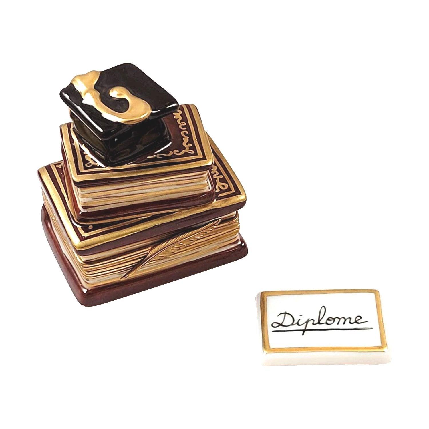 Graduation Books with Cap & Removable Diploma Porcelain Limoges Graduation professional French Trinket Box