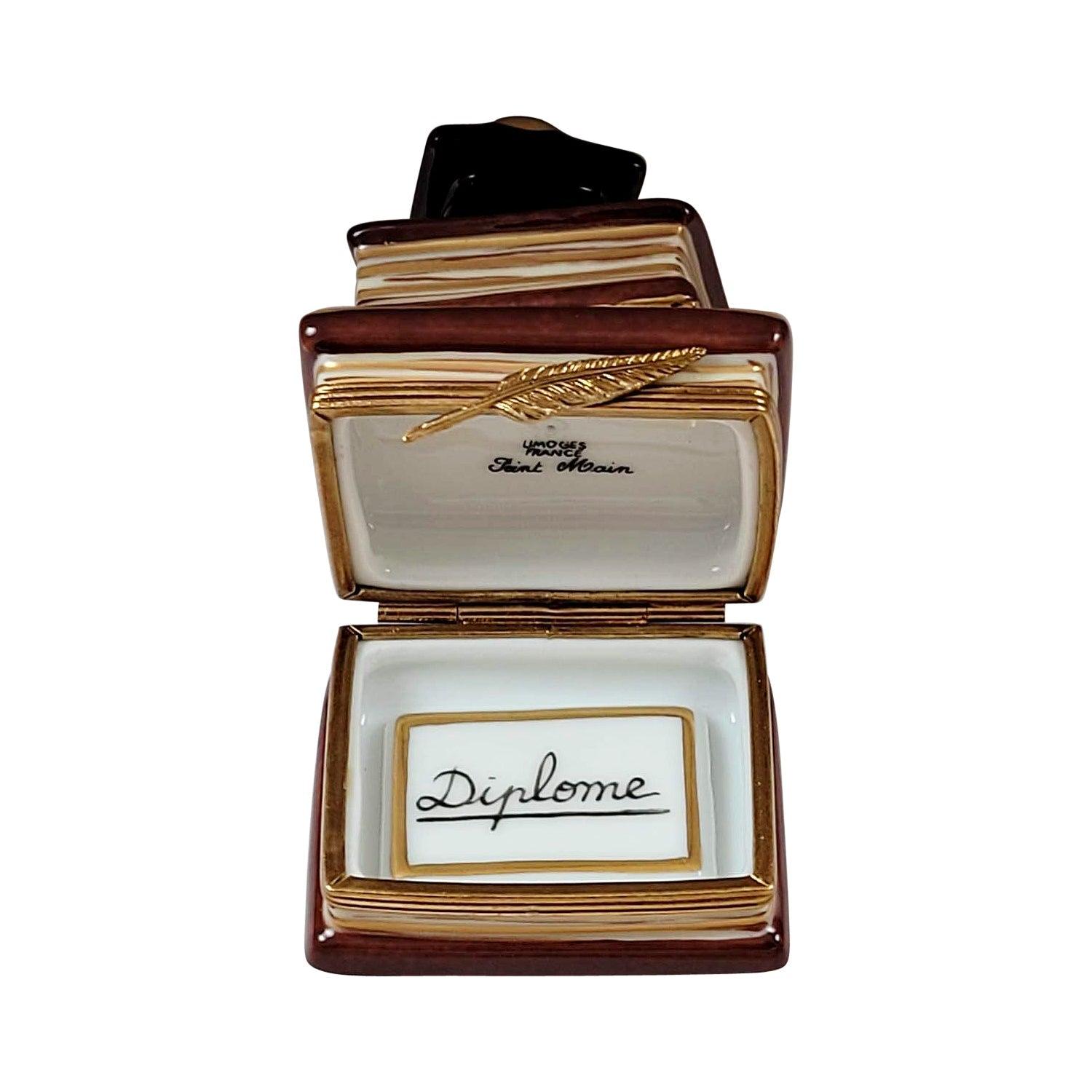Graduation Books with Cap & Removable Diploma Porcelain Limoges Graduation professional French Trinket Box