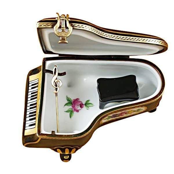Grand Piano Floral with Bench Porcelain Limoges music Rochard Limoges Box French Trinket Box