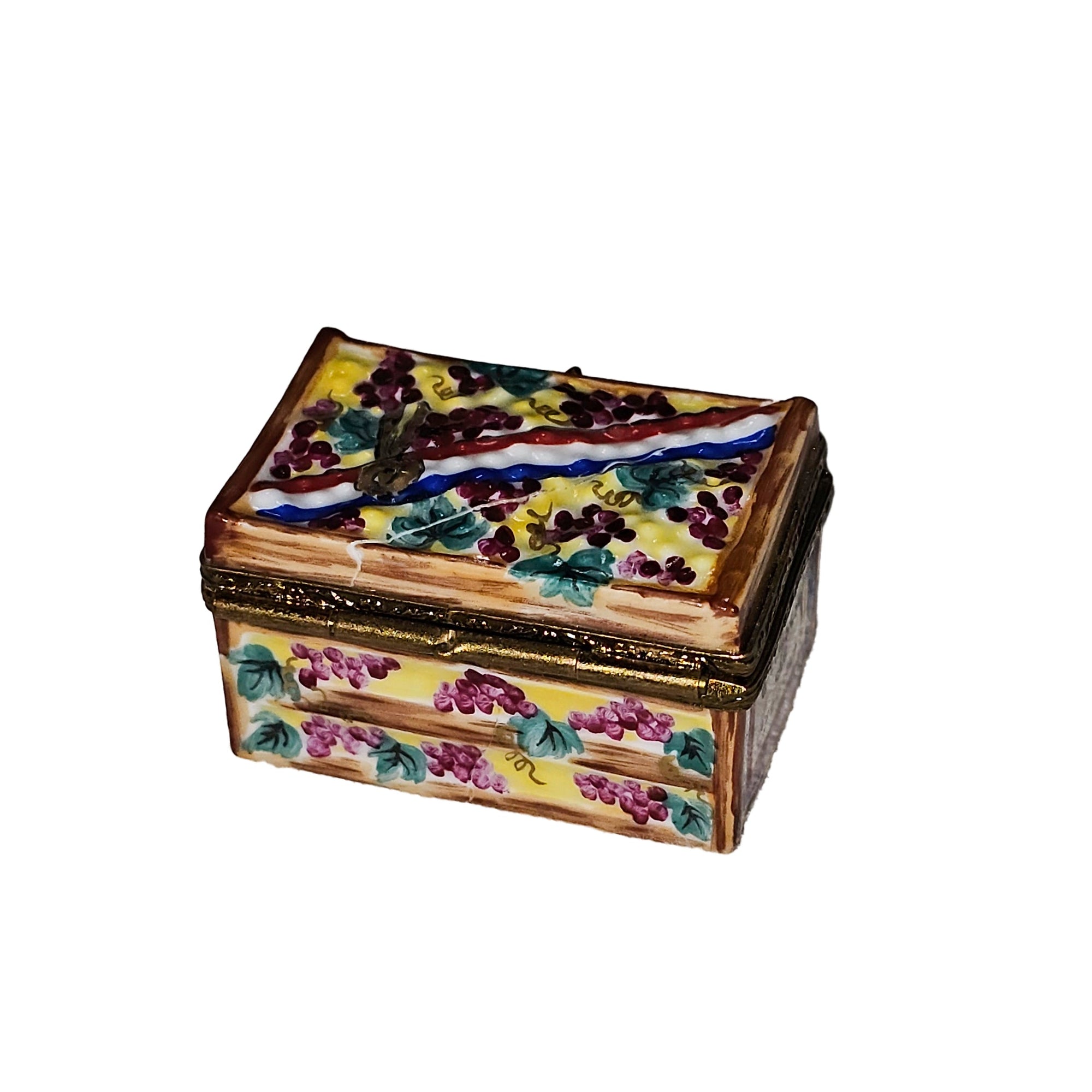Grapevine Wine Treasure Box Porcelain Limoges Wine French Trinket Box
