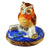 Great Owl on Blue Base Porcelain Limoges Bird owl French Trinket Box