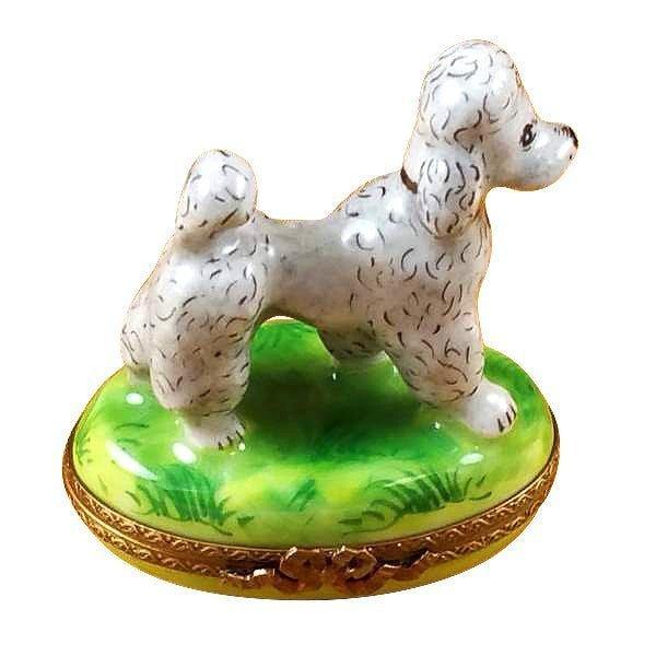 Grey Poodle Porcelain Limoges dogs French Trinket Box