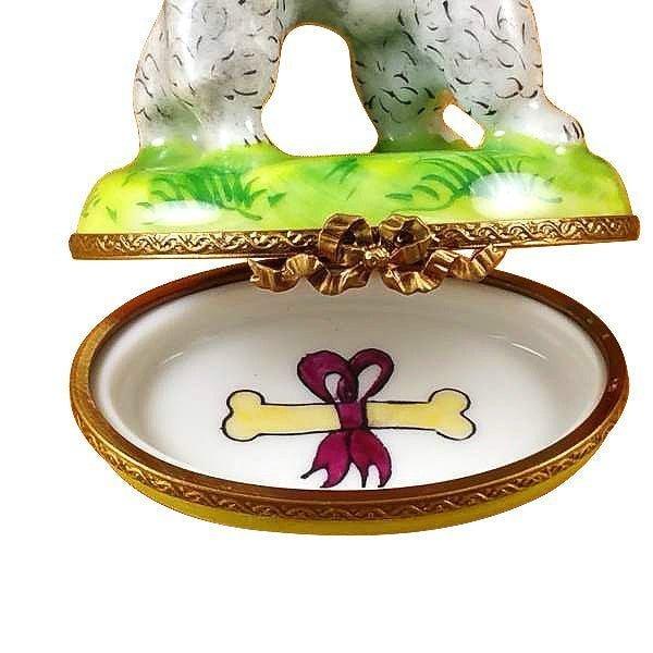 Grey Poodle Porcelain Limoges dogs French Trinket Box