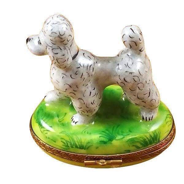 Grey Poodle Porcelain Limoges dogs French Trinket Box
