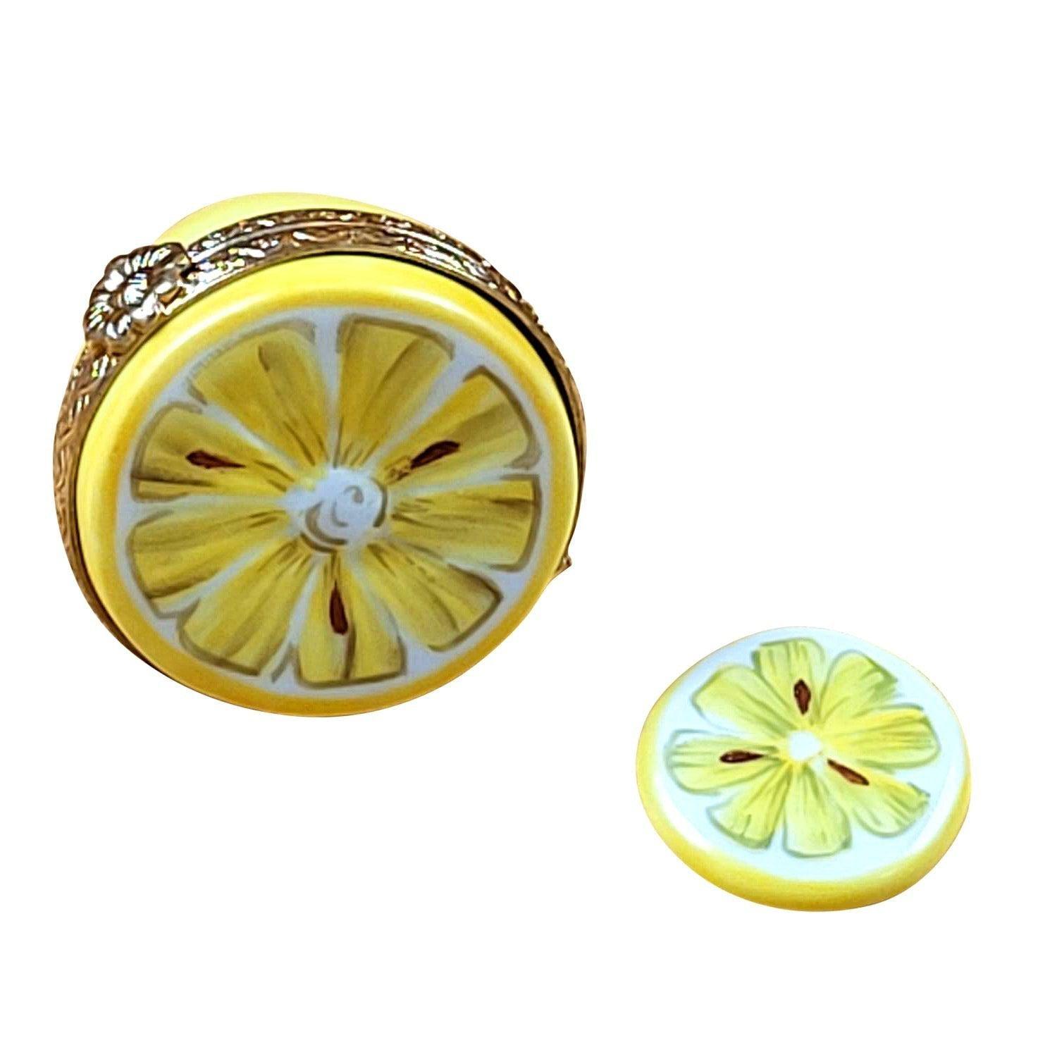 Half Lemon w Removable Slice Porcelain Limoges fruit Rochard Limoges Box French Trinket Box