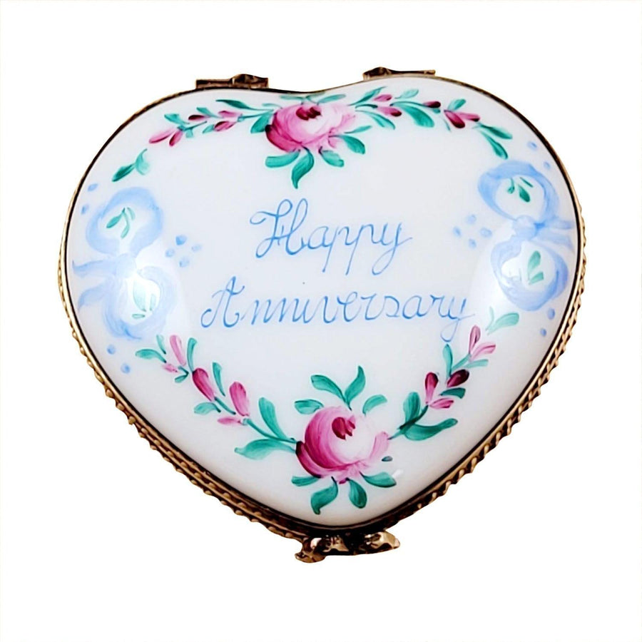 Happy Anniversary Heart 50th Porcelain Limoges anniversary wedding French Trinket Box