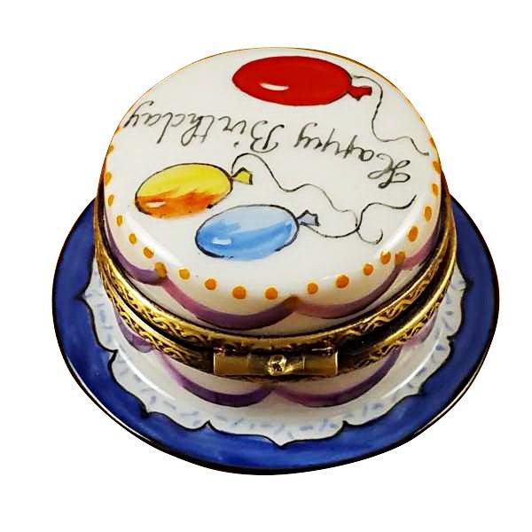 Happy Birthday Cake - Vanilla Porcelain Limoges birthday French Trinket Box