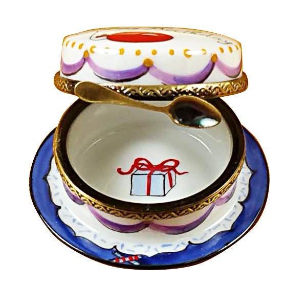 Happy Birthday Cake - Vanilla Porcelain Limoges birthday French Trinket Box