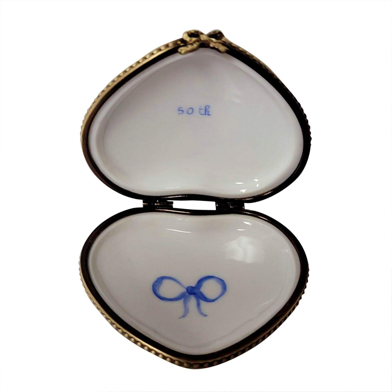 Happy Birthday Heart - 50th Porcelain Limoges heart birthday French Trinket Box