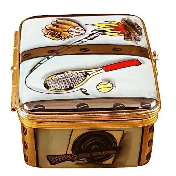Happy Camper Camping Trunk Porcelain Limoges travel sports French Trinket Box