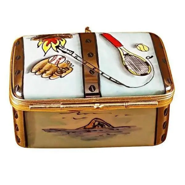 Happy Camper Camping Trunk Porcelain Limoges travel sports French Trinket Box