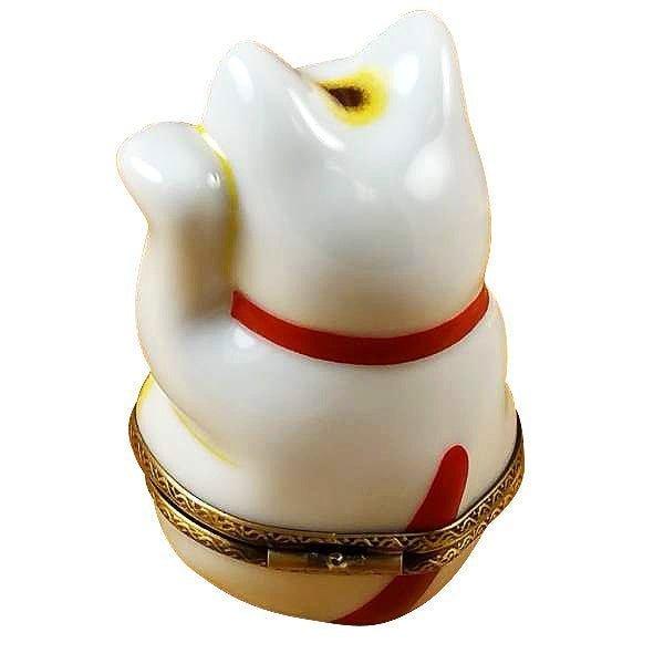 Happy Cat Porcelain Limoges cat travel baby French Trinket Box