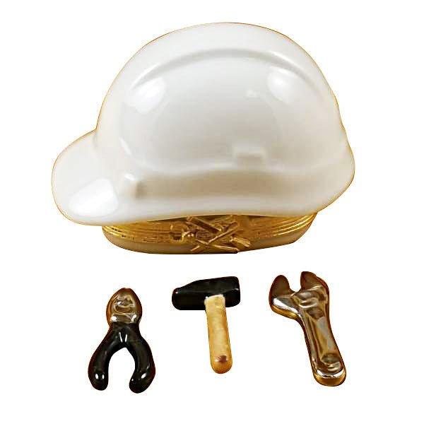 Hard Hat with Tools Porcelain Limoges professional graduation sports men French Trinket Box