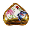 Heart Butterfly On Gold Base Porcelain Limoges Butterfly Heart French Trinket Box