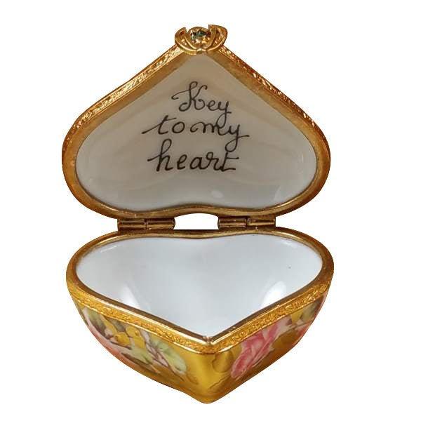 Heart - Key to My Heart Porcelain Limoges heart valentine love French Trinket Box