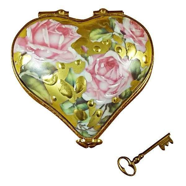 Heart - Key to My Heart Porcelain Limoges heart valentine love French Trinket Box
