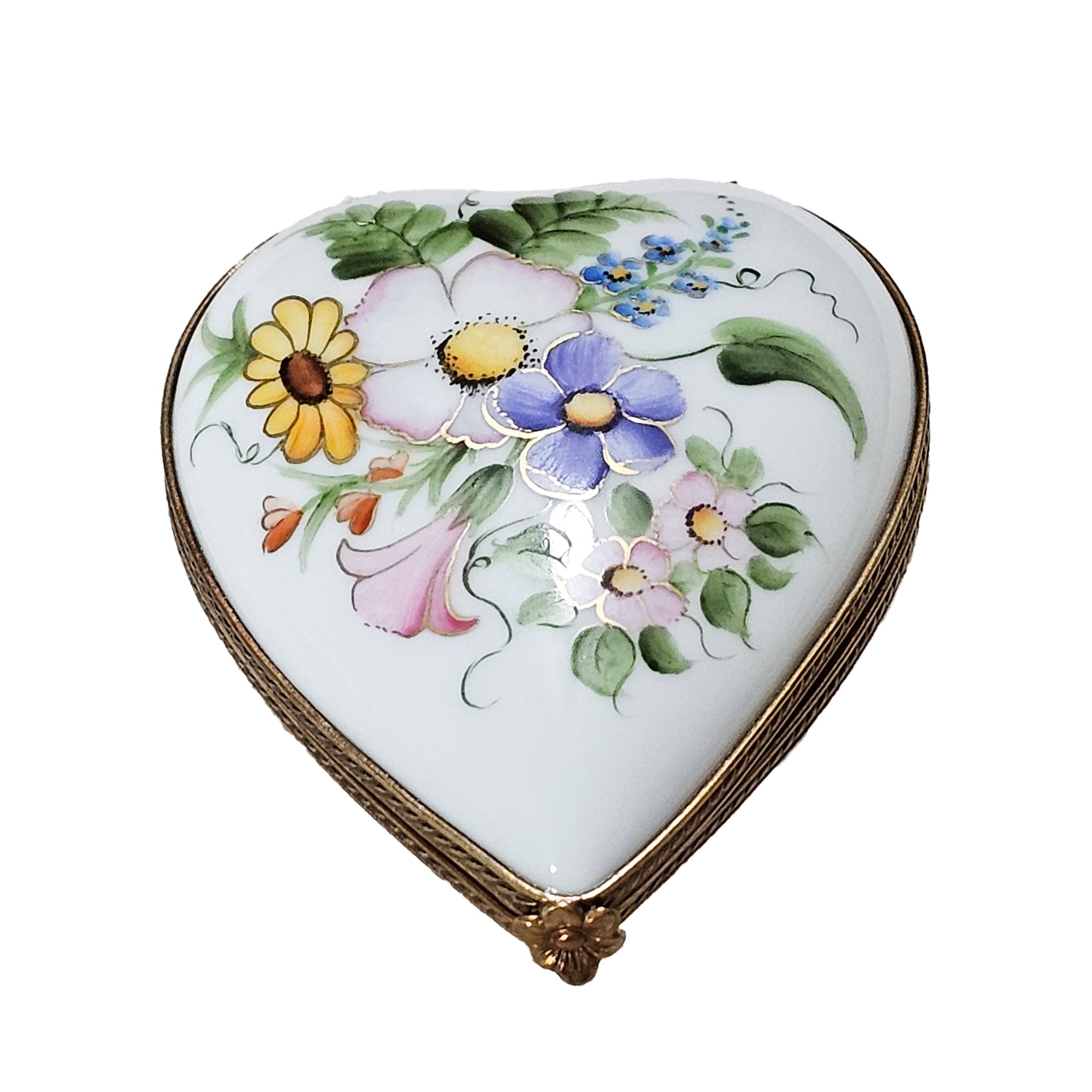 Heart-Shaped Floral Limoges Box Porcelain Limoges heart French Trinket Box