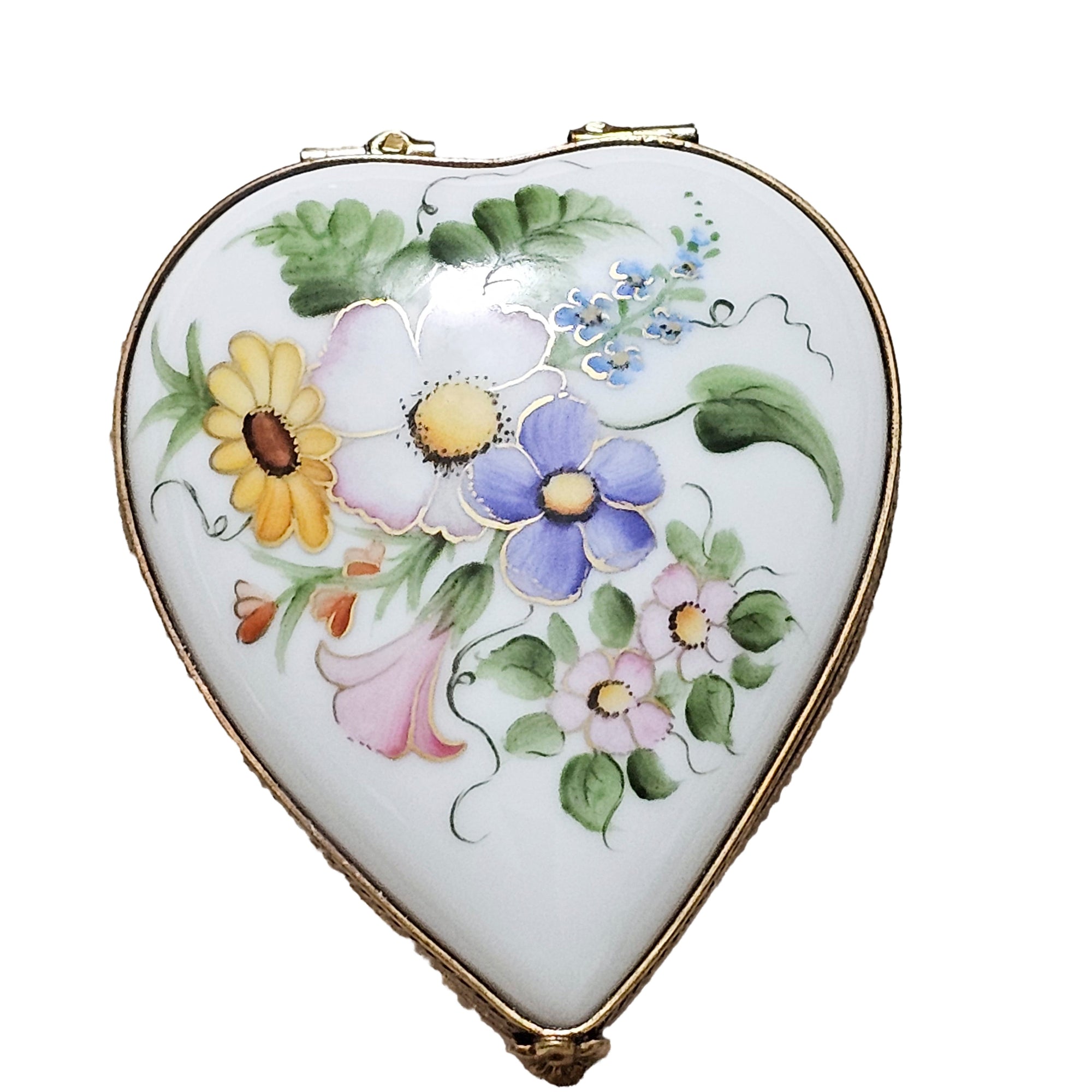 Heart-Shaped Floral Limoges Box Porcelain Limoges heart French Trinket Box