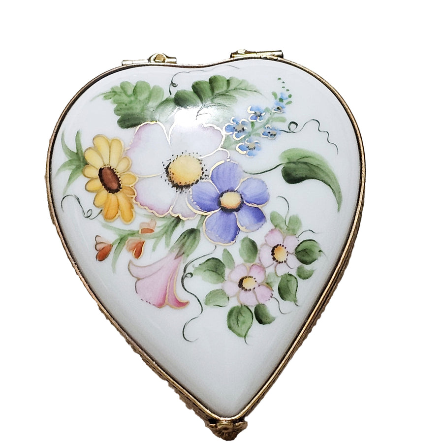 Heart-Shaped Floral Limoges Box Porcelain Limoges heart French Trinket Box