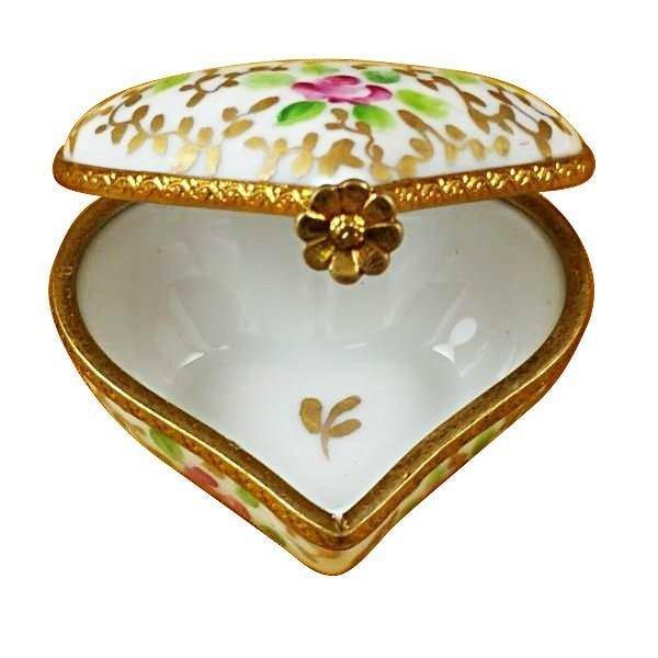 Heart - Tapestry Rose Porcelain Limoges heart valentine love French Trinket Box