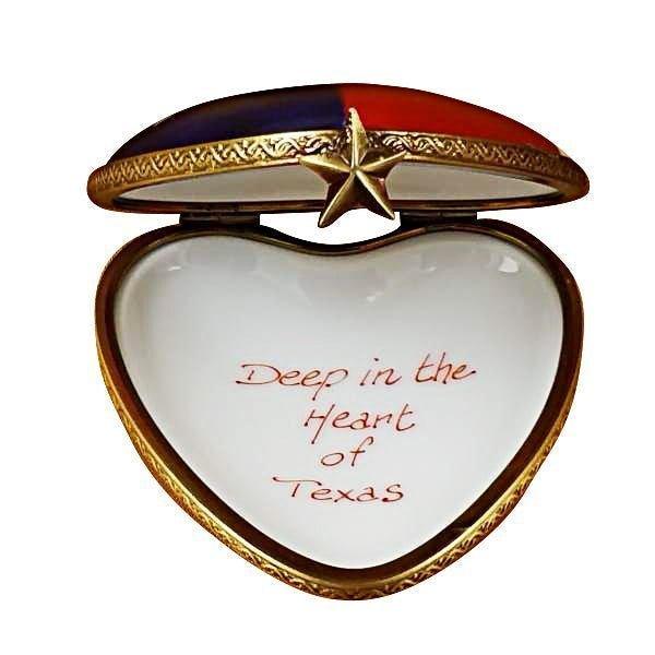 Heart - Texas Flag Porcelain Limoges heart united states French Trinket Box