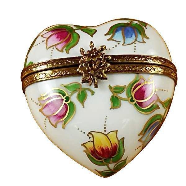 Heart - Tulips Porcelain Limoges heart valentine love garden French Trinket Box