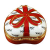 Heart with Red Bow & Three Candies Porcelain Limoges valentine heart French Trinket Box