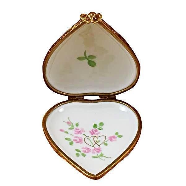 Heart with Wedding Couple - Studio Collection Porcelain Limoges wedding anniversary bridal French Trinket Box