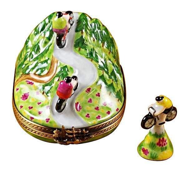 Hill Climbing Bicycles Porcelain Limoges sports vehicle French Trinket Box