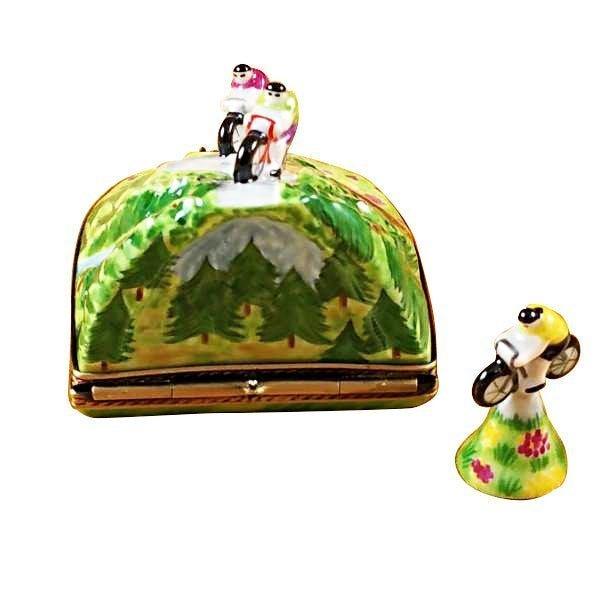 Hill Climbing Bicycles Porcelain Limoges sports vehicle French Trinket Box