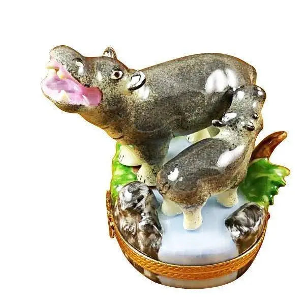 Hippo and Baby Limoges Box Gift for Collectors