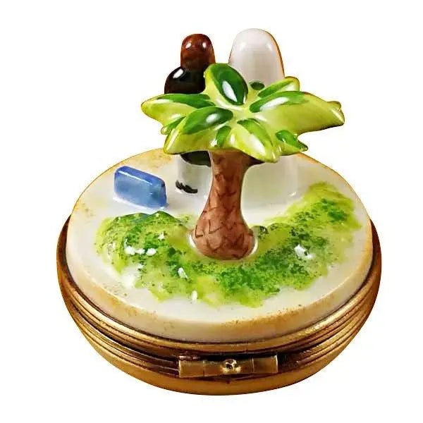 Honeymoon Island Bride Groom Porcelain Limoges Wedding French Trinket Box