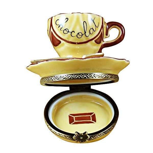 Hot Chocolate Cup & Saucer Porcelain Limoges Food French Trinket Box