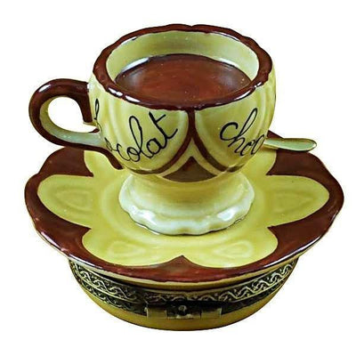 Hot Chocolate Cup & Saucer Porcelain Limoges Food French Trinket Box