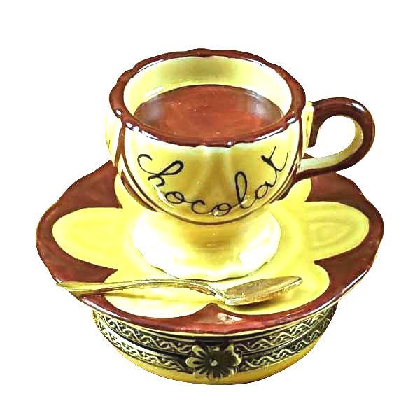 Hot Chocolate Cup & Saucer Porcelain Limoges Food French Trinket Box