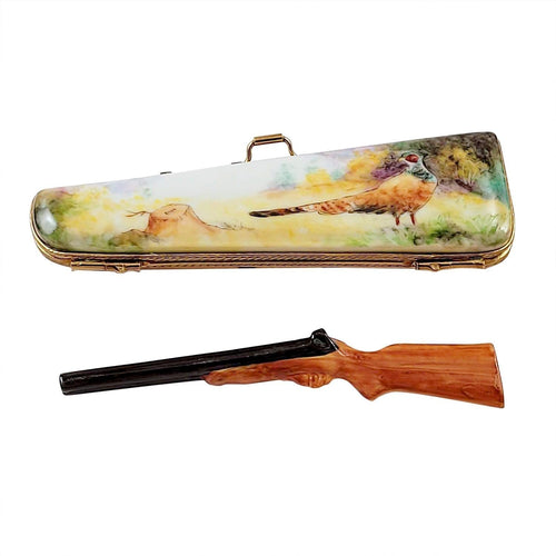 Hunting Case with Pheasant Porcelain Limoges wild birds sports French Trinket Box