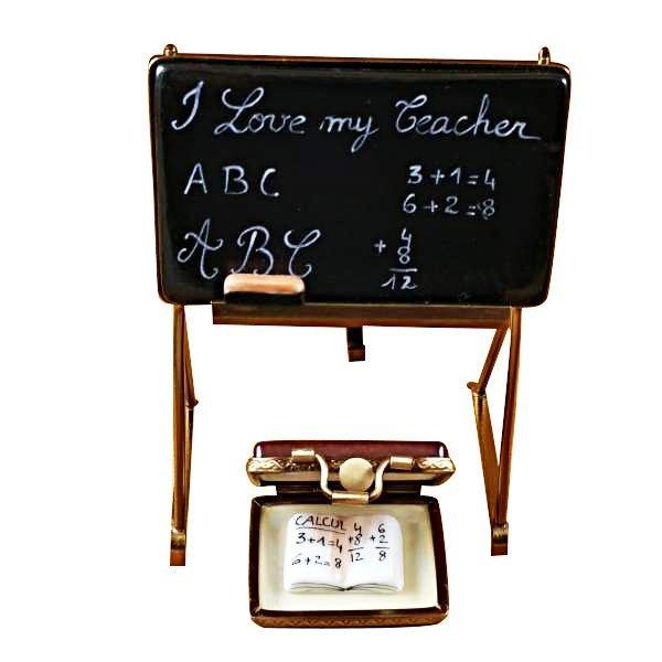I Love my Teacher BlackBoard Porcelain Limoges Professional French Trinket Box