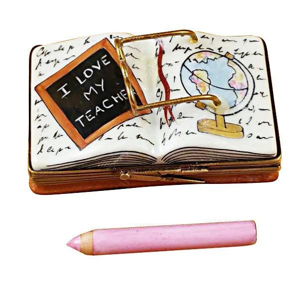 I Love My Teacher Book Porcelain Limoges Professional French Trinket Box