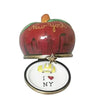 I Love New York Apple w Removable Taxi Porcelain Limoges limoges boxes French Trinket Box