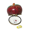 I Love New York Apple w Removable Taxi Porcelain Limoges limoges boxes French Trinket Box