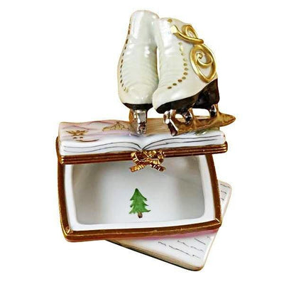 Ice Skates on Book Snow Porcelain Limoges sports winter French Trinket Box