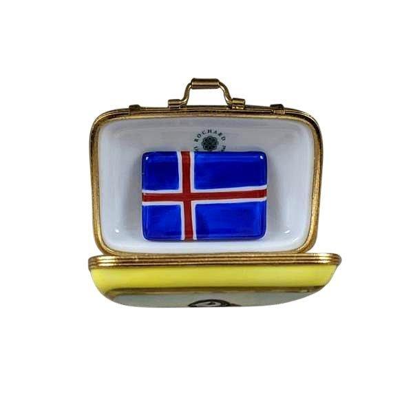 Iceland Suitcase with Removable Flag Porcelain Limoges travel bags French Trinket Box