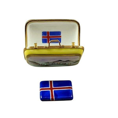 Iceland Suitcase with Removable Flag Porcelain Limoges travel bags French Trinket Box