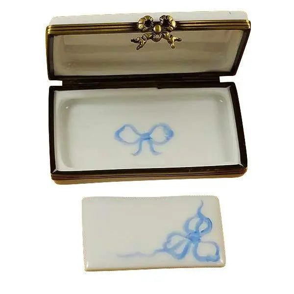 It's a Boy Blue Stork Porcelain Limoges Baby French Trinket Box