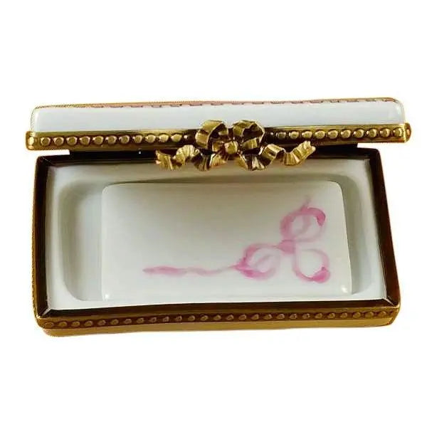 It's a Girl Pink Stork Porcelain Limoges Baby French Trinket Box