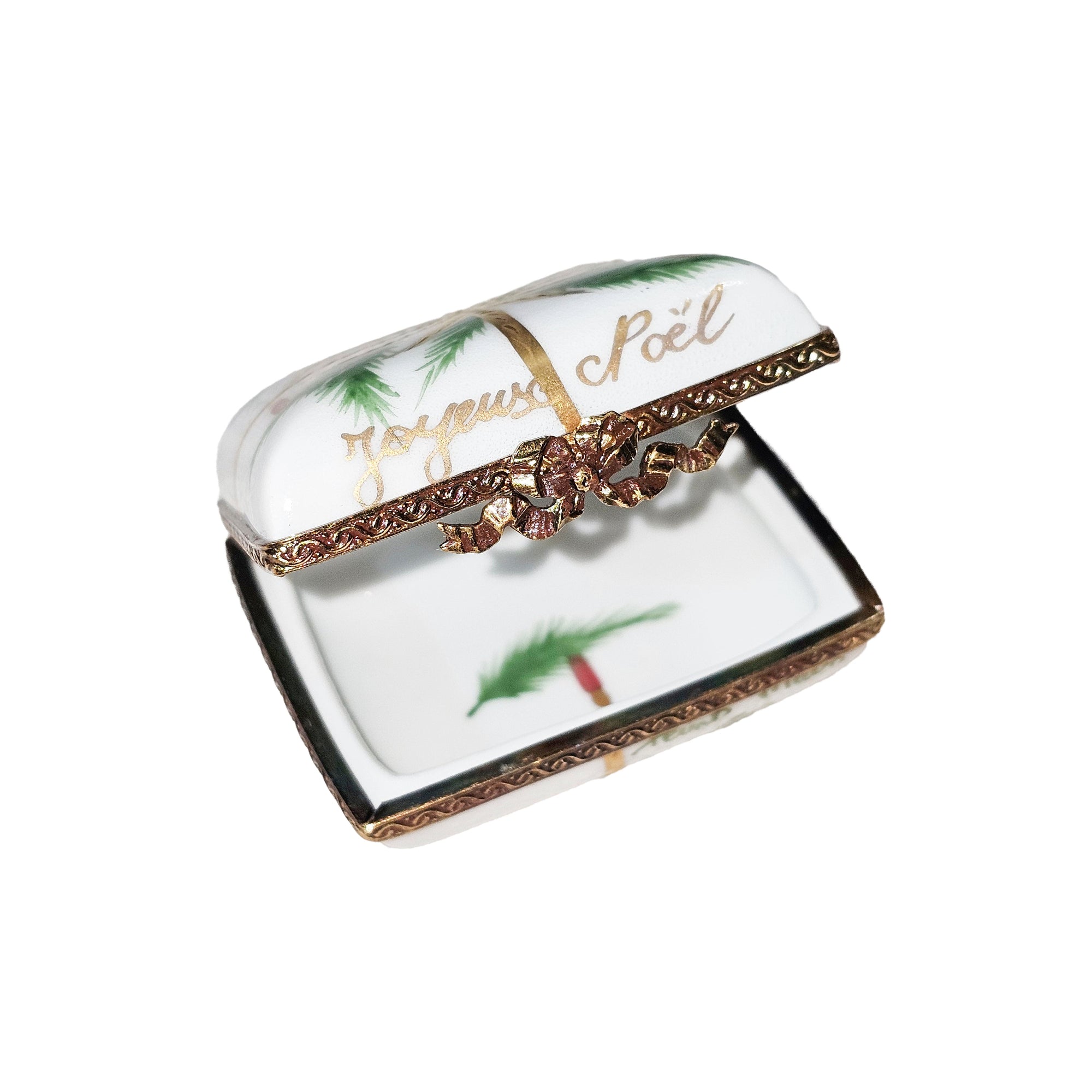 Joyous Noel Limoges Treasure Box Porcelain Limoges xmas christmas theme French Trinket Box