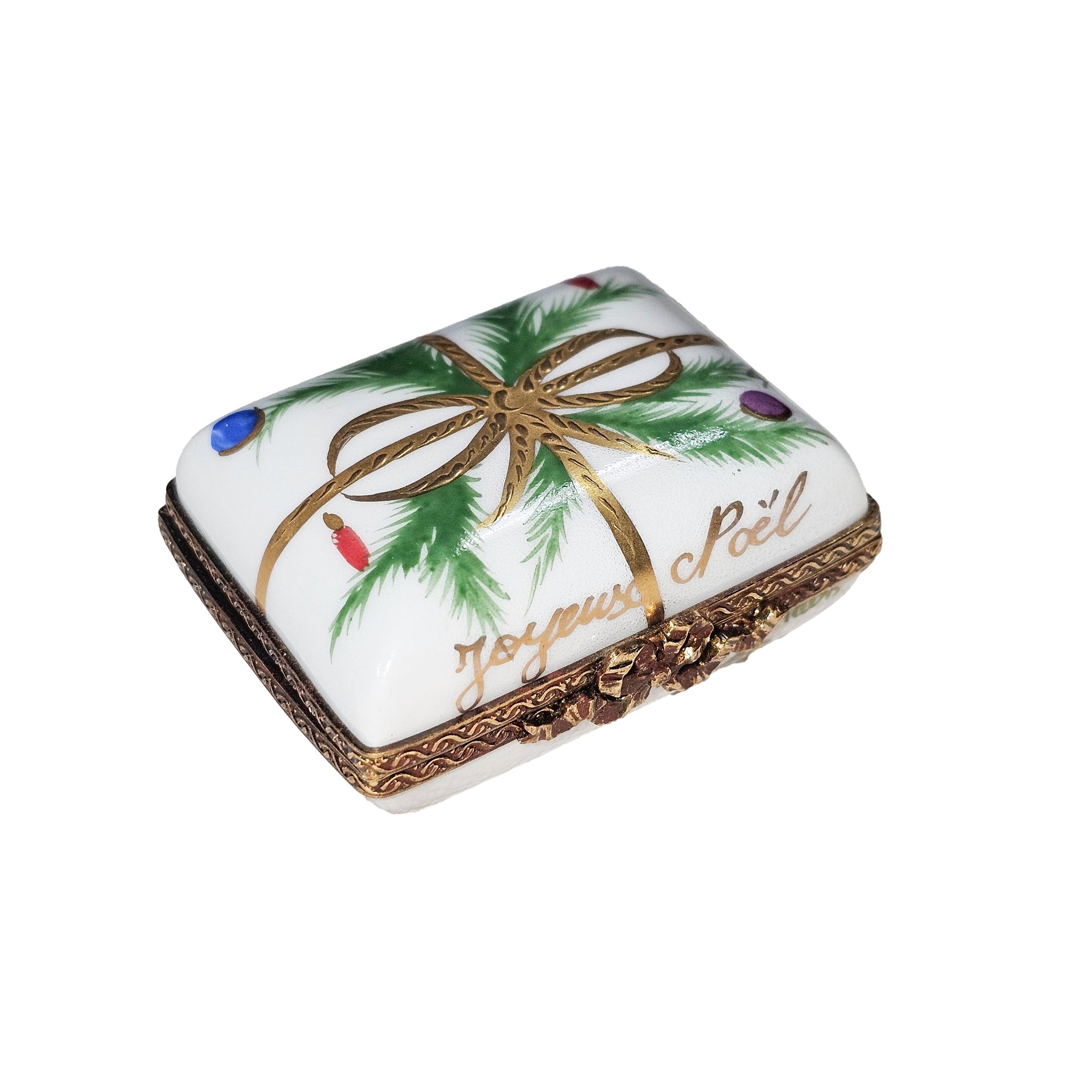 Joyous Noel Limoges Treasure Box Porcelain Limoges xmas christmas theme French Trinket Box